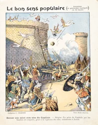 Gäss räddar det romerska Kapitolium från galliska inkräktare, ur «Le Bon Sens Populaire», ca 1900